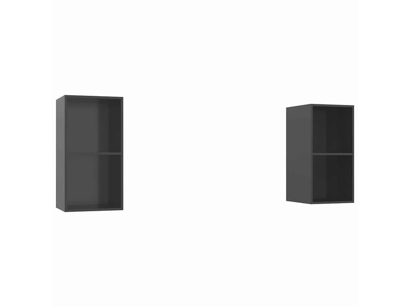  Lot de 2 meuble tv mural, meuble tv suspendu gris brillant bois d'ingénierie  - Conforama A