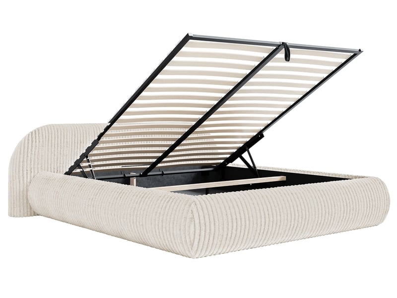 Selsey shels - lit rembourré - 200x200 cm - velours côtelé crème Shels Low - Conforama D