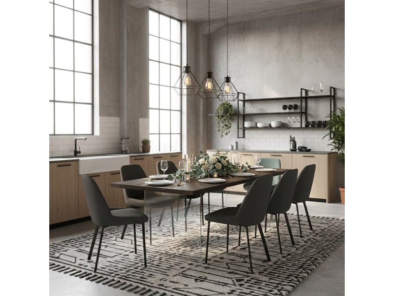  Table extensible en chêne et verre trempé 200300x100 forest - marron foncé  - Conforama B