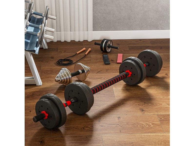  Ensemble d'haltères 2 en 1 15 kg réglable noir  - Conforama B