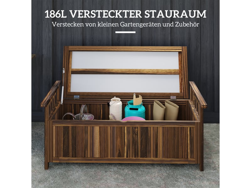  Banc de jardin avec coffre de rangement 2 places en épicéa 128,5 x 52 x 53,5 cm  - Conforama E