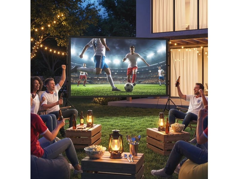  Écran de projection portable 309x62x217 cm – noir – double trépied, projection avant et arrière  - Conforama D