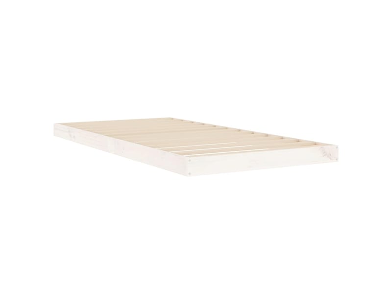 Lit simple- lit adulte - cadre de lit sans matelas blanc 90x190 cm bois de pin massif - Conforama C
