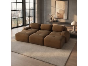 Canapé modulable,298x178x70 cm,avec 3 hockers,velours côtelé,marron