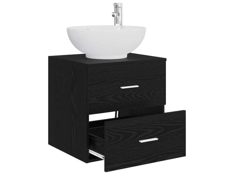  Vanité de lavabo mural, meuble de rangement chêne noir 49.5x44.5x66.5 cm  - Conforama C