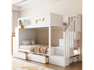Lit superposé 90x200 cm <strong>OKMYHOME</strong> <strong></strong> coloris blanc