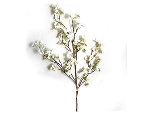 Fleurs de cerisier artificielles, 4 branches décoratives réalistes, 97 cm, blanches