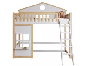Lit cabane 90x200 cm <strong>HAVRYA</strong> <strong></strong> coloris bicolore
