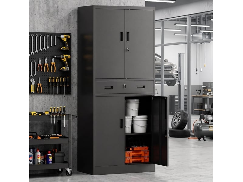 Armoire à outils métallique verrouillable 180 cm avec tiroir homvra - Conforama B
