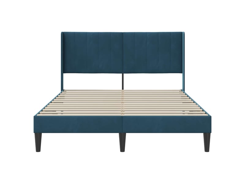  Lit double- lit adulte -  cadre de lit avec tête de lit bleu 140 x 200 cm velours  - Conforama C