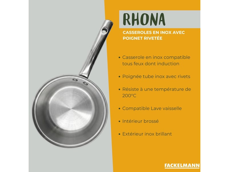 Lot de 4 casseroles 16182022 cm en inox fackelmann rhona 9134150B88 - Conforama C