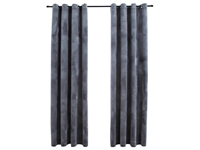  Lot de 2 rideaux occultants, rideaux black-out et anneaux anthracite 137x160cm velours cf44910  - Conforama A