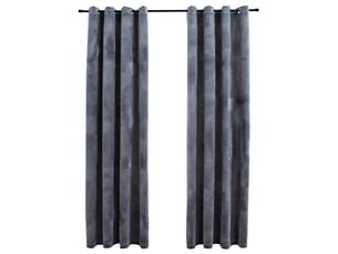 Lot de 2 rideaux occultants, rideaux black-out et anneaux anthracite 137x160cm velours cf44910