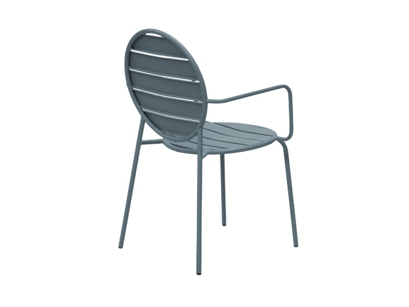  Lot de 4 fauteuils de jardin dossier rond en métal bleu gris - baca  - Conforama D