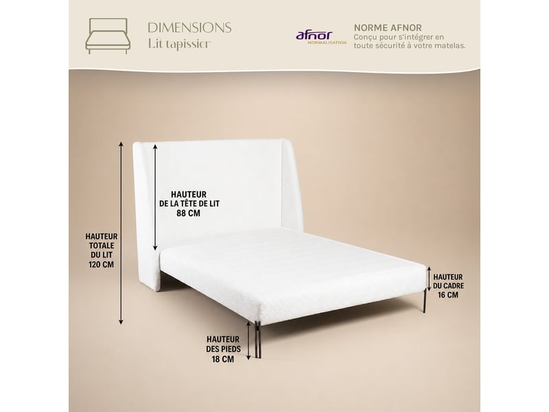  Lit tapissier - bouclette - bianca - blanc - 90x190 4AU.ST.BI.0919.911 - Conforama D