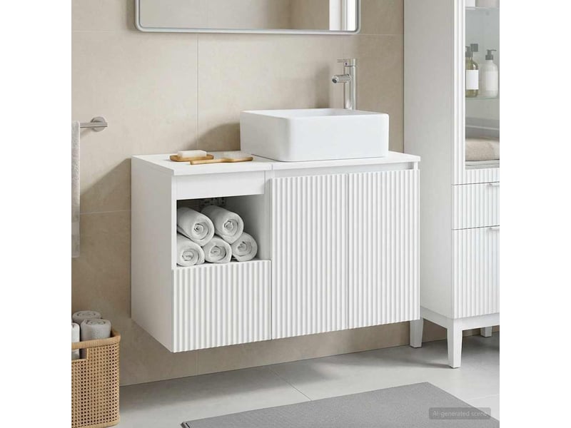  Ensemble de mobilier de salle de bain 2 pc blanc cf63991  - Conforama B