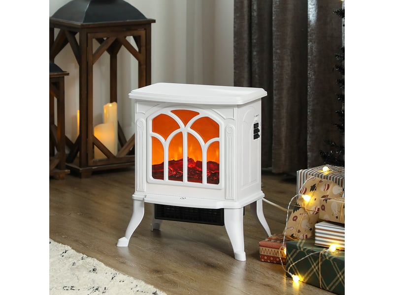 Cheminée électrique sur pied blanche, effet flamme led, 7501500 w - Conforama D
