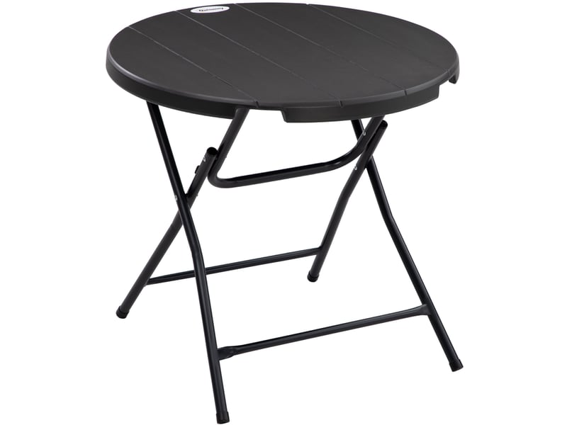  Table de jardin ronde pliante ø80 cm gris foncé, plateau hdpe aspect bois pour 4 personnes en terrasse  - Conforama A