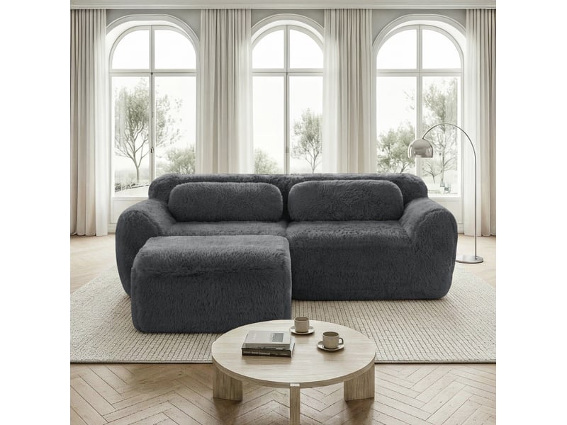  Canapé d'angle 2 places 204x179x73 cm modulaire gris  - Conforama B