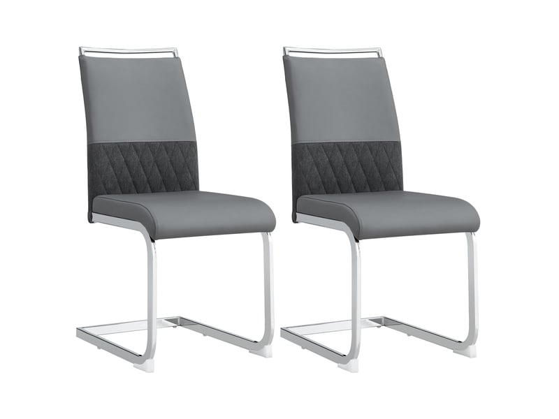 Lot de 2 chaises de salle à manger modernes grises en métal, dossier haut - Conforama A