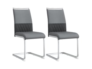 Lot de 2 chaises de salle à manger modernes grises en métal, dossier haut