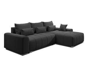 Canapé d'angle réversible convertible <strong>AX LIVING </strong> <strong>Rivolli</strong> 4 places Velours noir avec coffre de rangement