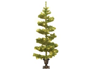 Arbre de noël, sapin de noël hélicoïdal pré-éclairé avec pot vert 120 cm pvc