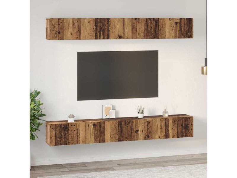 Ensemble meuble tv - banc tv - meuble de rangement 6 pcs bois ancien bois d'ingénierie  - Conforama D