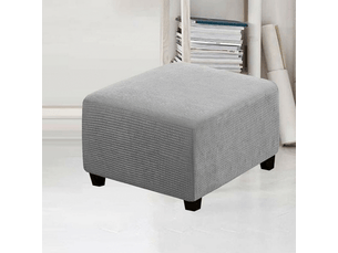 Housse de tabouret carrée élastique pour tabouret de rangement et repose - pieds gris clair