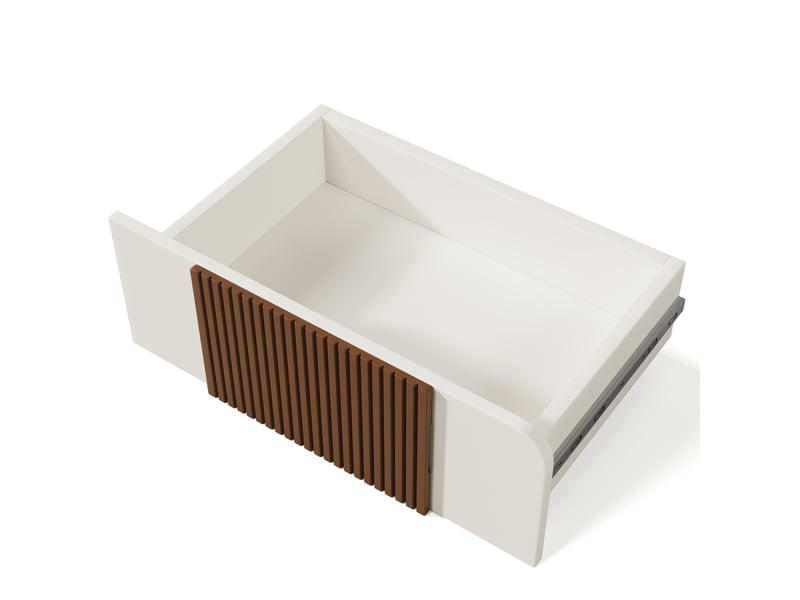  Buffet blanc 6 tiroirs meuble rangement moderne mdf bois massif design courbé 121x71x41 cm  - Conforama E