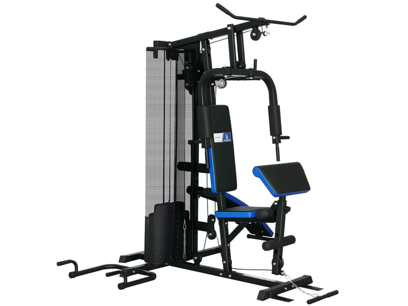Station de musculation multi-équipement - collaboration aosom.fr x ffhandball - 10 contrepoids - bleu - Conforama E