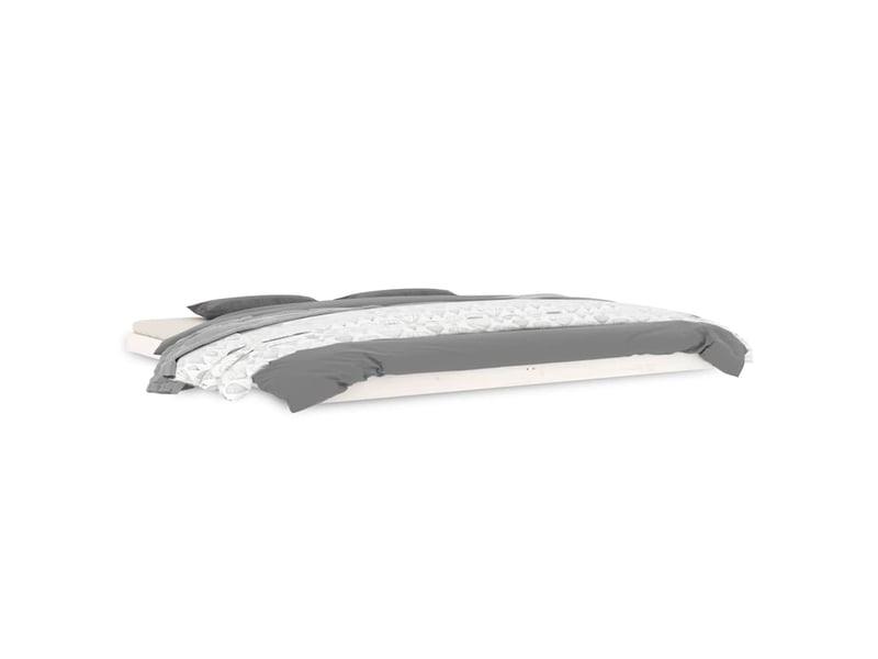  Lit double- lit adulte -  cadre de lit sans matelas blanc 200x200 cm bois massif de pin  - Conforama A