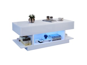 Table basse rectangulaire coloris blanc MEUBLIV - 45 cmx98 cm