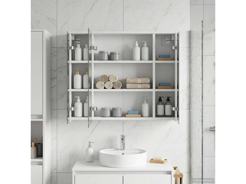 Armoire miroir salle de bain, meuble de rangement blanc 73.5x16x62.5 cm shl5014 - Conforama D
