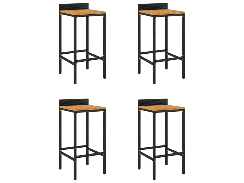  Lot de 4 tabouret de bar, chaise de bar noir résine tressée et bois d'acacia shl56802  - Conforama A
