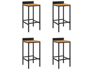 Lot de 4 tabouret de bar, chaise de bar noir résine tressée et bois d'acacia shl56802