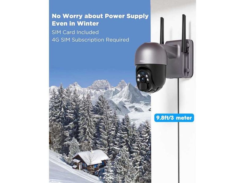Camera securite solaire 4g lte 3g 2k ip66 detection pir vision couleur - Conforama B