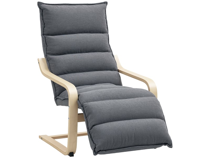  Fauteuil salon, fauteuil d'appoint rembourré en velours, repose-pieds réglable, 67x93x105cm, structure acier, gris foncé  - Conforama A
