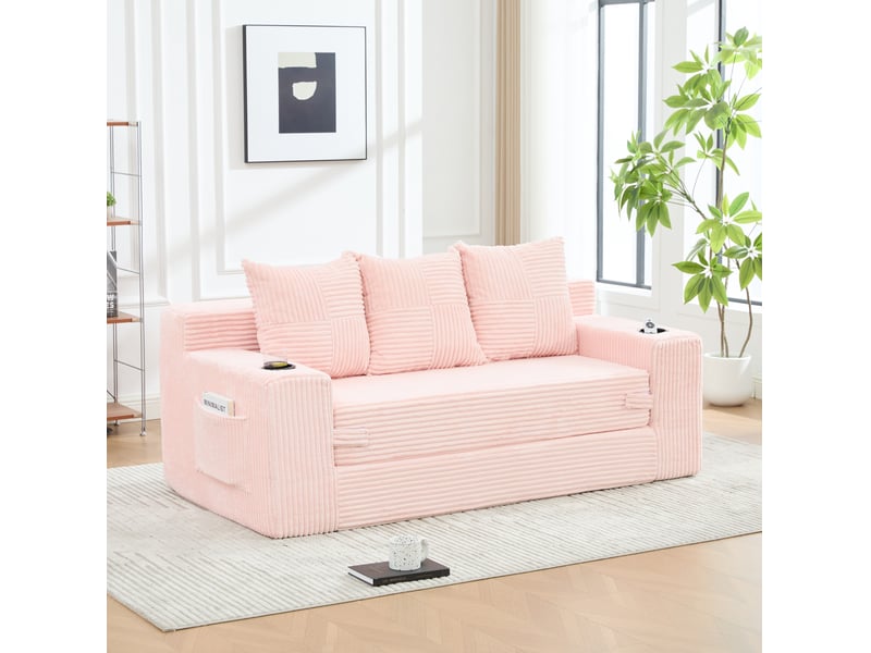  Canapé modulable 3 places 172x87x64 cm rose  - Conforama B