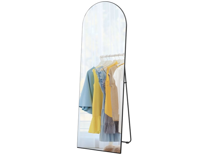  Miroir sur pied arqué pleine longueur 150 x 50 cm, à poser, à fixer au mur ou sans cadre, noir  - Conforama B