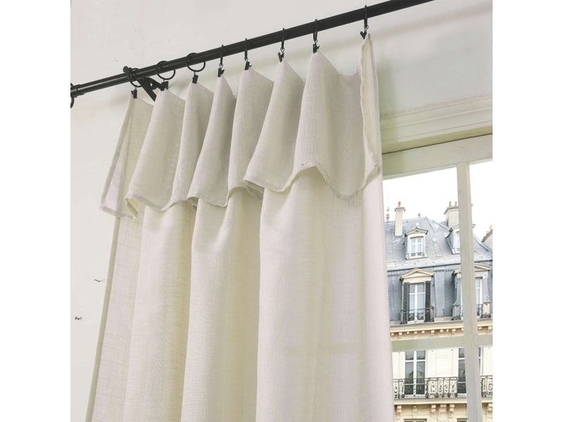  Lot de 2 voilages ajustables + 8 anneaux pince 140 x 270 cm evasion polyester effet lin  - Conforama D