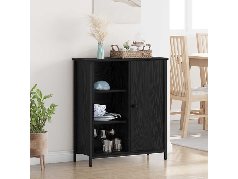  Buffet - bahut - meuble de rangement chêne noir 70 x 30 x 80 cm bois d'ingénierie  - Conforama B