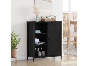 Buffet - bahut - meuble de rangement chêne noir 70 x 30 x 80 cm bois d'ingénierie