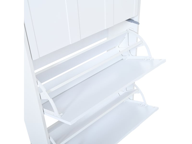  Meuble à chaussures 70x25x120 cm, 3 compartiments cachés, rangement compact pour couloir et bureau  - Conforama R