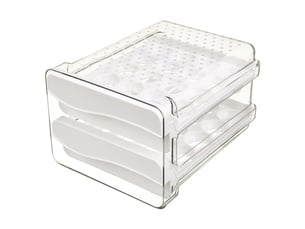 Rangement cuisine,boîte à œufs transparente double couche, type tiroir, 60 compartiments, emballage double couche