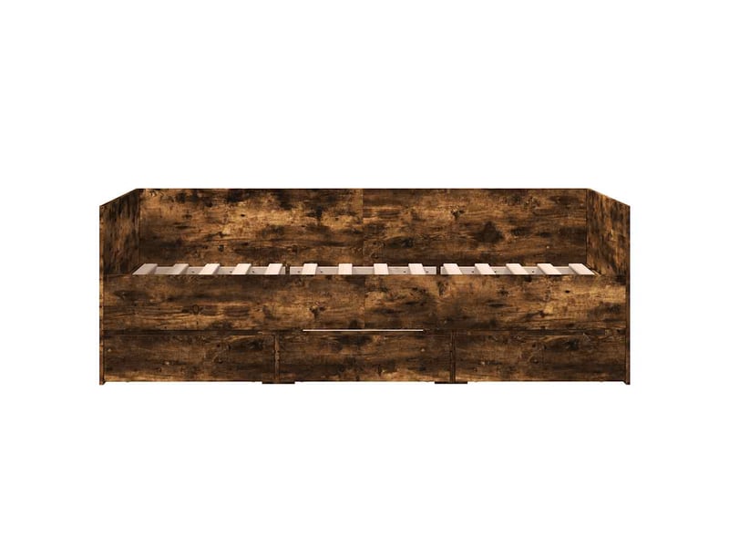  Lit simple- lit adulte -  lit de jour avec tiroirs sans matelas chêne fumé 90x190 cm  - Conforama C