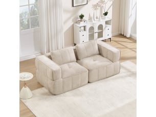 Canapé droit fixe <strong></strong> <strong></strong> 2 places Tissu beige
