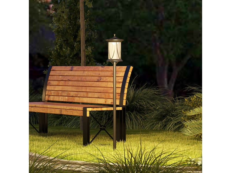  Lampe solaire extérieure à led, fonctionnement automatique, résistante aux intempéries, autonomie de 6 h, 17 cm (l) x 17 cm (p) x 127 cm (h), noire  - Conforama D