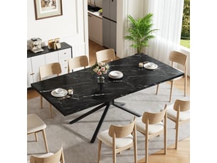 Table à manger 120x90x75 cm - extensible - 6 places - 4 à 6 personnes - mdf - usage quotidien - design moderne - pour repas en famille - noir