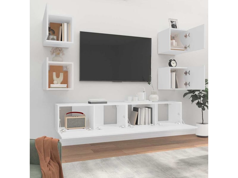  Ensemble de meubles tv 6 pcs blanc bois d'ingénierie shl99998  - Conforama C